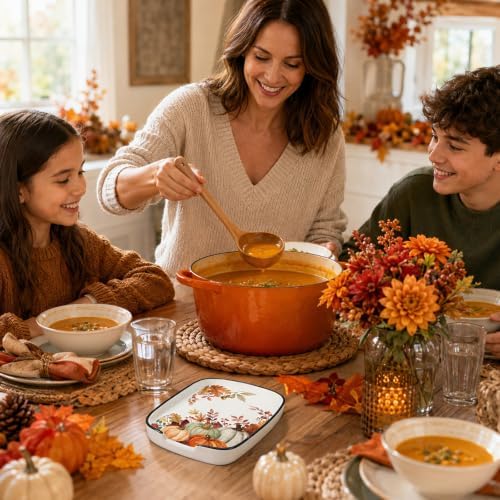AnyDesign 5.9 Inch Fall Ceramic Spoon Rest, Pumpkin Maple Leaves