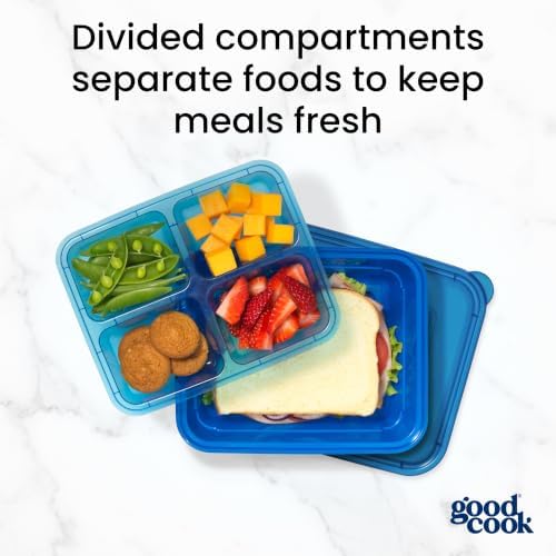 GoodCook Meal Prep Containers with Removable Bento Tray, Square