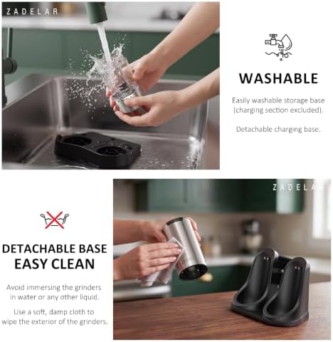 Electric Rechargeable Salt and Pepper Grinder Set, 95ml