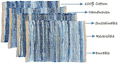 Perilla Home Natural Chindi Jute Placemats Set of 4 Vintage Boho 13x19