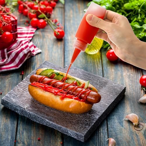 Bekith 40 Pack 2 oz Plastic Squeeze Condiment Bottles with Red Tip