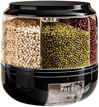 Rotating Grain Storage Bin 6 Grids Rice Container One-Click Output