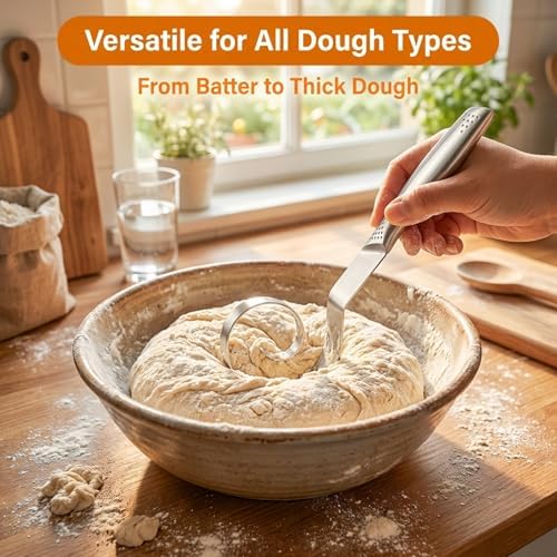 Seamless Danish Dough Whisk, 10 Inch Stainless Steel
