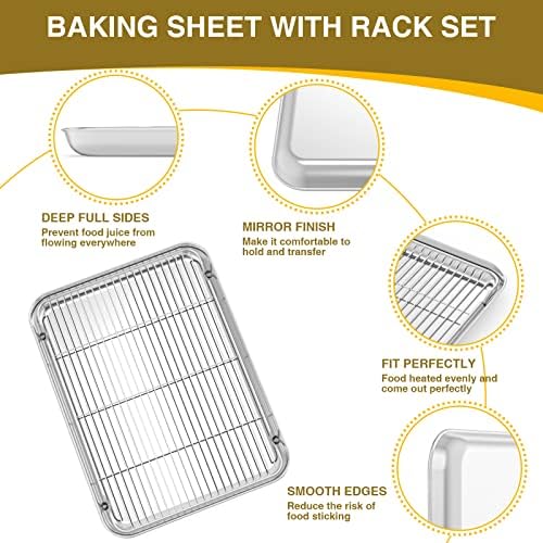 Wildone Baking Sheet with Rack Set (3 Pans + 3 Racks), Stainless Steel