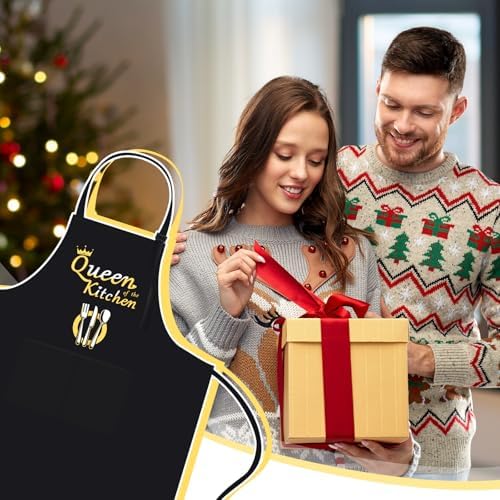 Funny Baker Black Cooking Chef Apron with 2 Pockets Gift for Women Mum