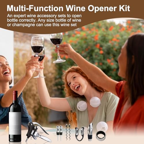 Wine Bottle Opener Gift Set - 8 PCS Corkscrew Opener with Wood Case