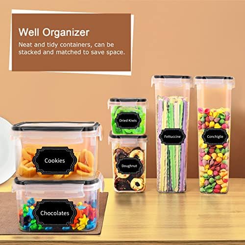 PRAKI 16 Pcs Airtight Food Storage Containers, Black