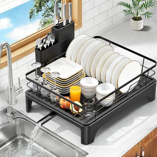 Stainless Steel Dish Drying Rack, 17 x 13.4 in, Black