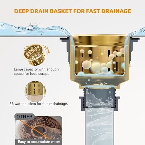 BOTEMY 3-1/2 Kitchen Sink Drain Assembly with Strainer