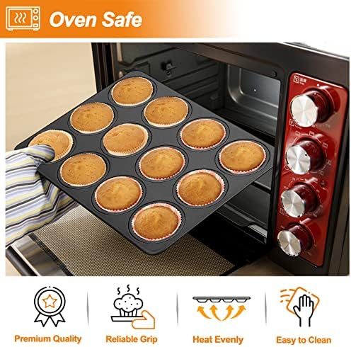 TeamFar Muffin Pan, 12 Cup Muffin Tin Cupcake Baking Pan