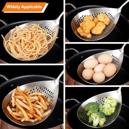 304 Stainless Steel Skimmer Slotted Spoon, Spider Strainer Skimmer