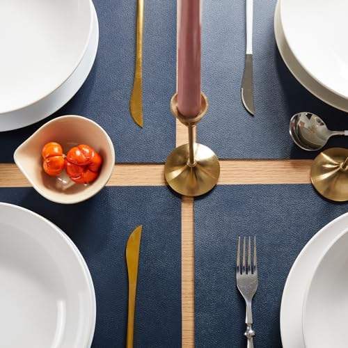 DOLOPL Navy Blue Placemats Set of 6, Wipeable Faux Leather Place Mats