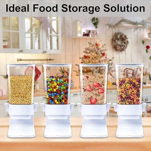 Cereal Dispenser Countertop, 5.5 Qt Cereal Containers Storage, Organization and Storage Containers for Kitchen, Snack Dispenser for Rice, Grains, Dry Food, Oatmeal, Pet food, White, 3Pc