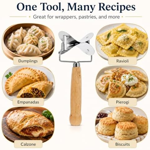 IMIKEYA Dumpling Wrapper Cutter, Dough Cutter Mold with Wooden Handle