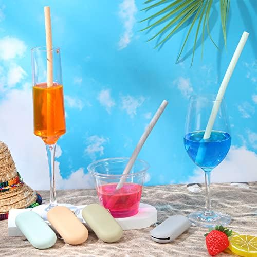 Meanplan 4 Sets Reusable Travel Straws, Silicone Travel Straws for