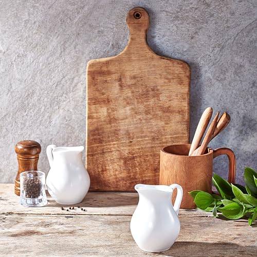 Creamer - 8oz Fine Porcelain Milk & Syrup Pitcher (Set of 2, White)