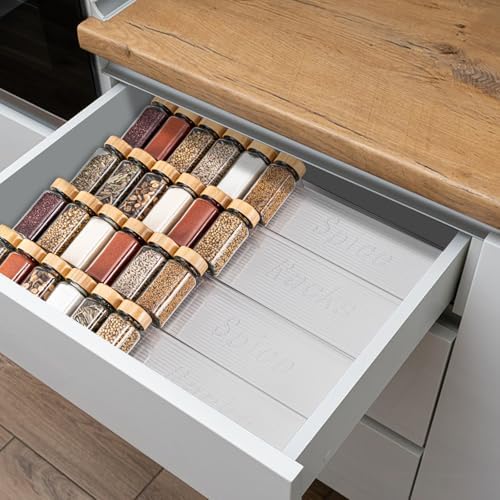 Husfunov Acrylic Spice Drawer Organizer, 4 Tier- 4 Pack Clear Spice