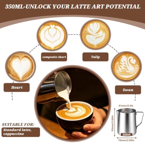 Milk Forther Cup for Coffee Cappuccino Latte Art(2, 350ml/12 oz)