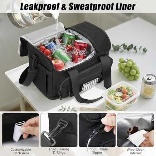 Lunch Box for Men Women, 15L Insulated Lunch Bag with Hot/Cold