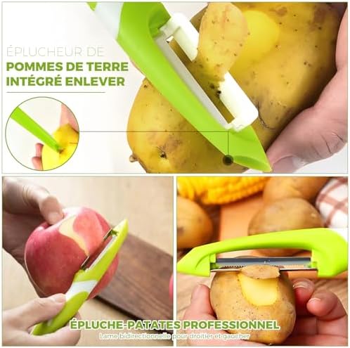 KOOSREEL Multifunctional Peeler Set, 3-in-1 Peeler, Straight Peeler