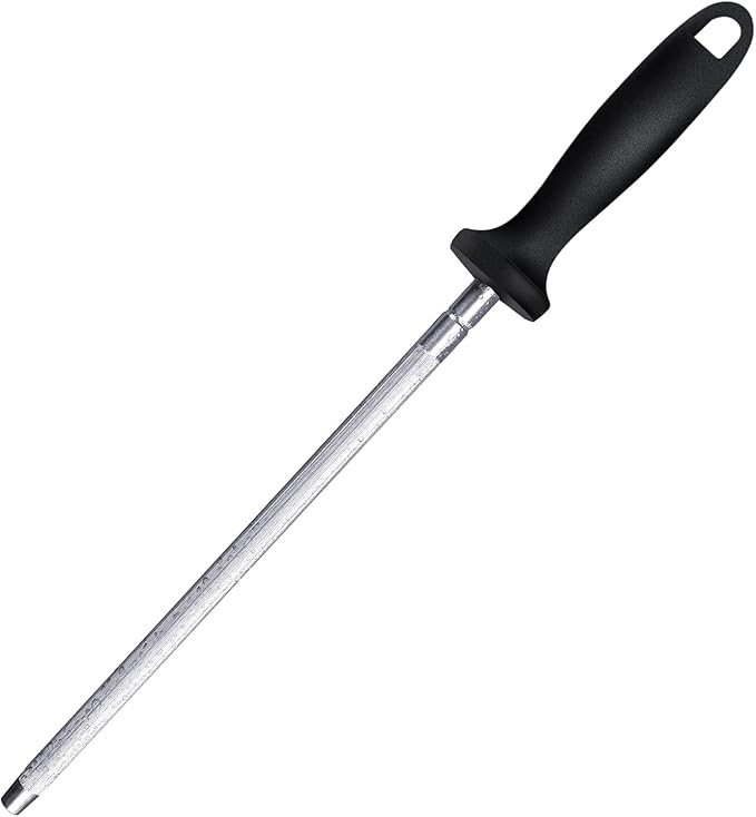 Knife Sharpener Rod, 13 Inch Carbon Steel Honing Steel by FANERFUN