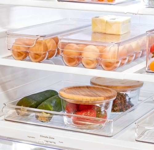 Egg Holder for Refrigerator with Lid, 18 Eggs, Clear