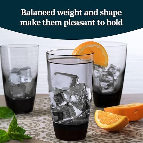 Libbey Classic Smoke Tumbler Glasses, Classy, Timeless Drinkware Set