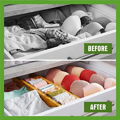 ANTOWIN Bamboo Drawer Dividers, Expandable Drawer Separators Splitter