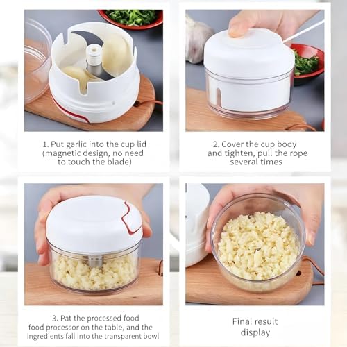Pull Chopper,Kitchen Manual Mini Pull String Vegetable Garlic Twister