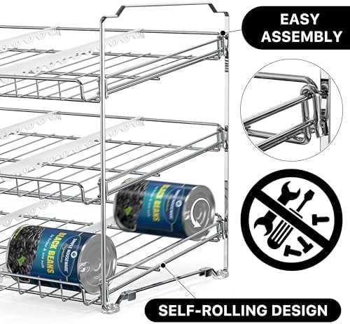 Simple Houseware 3-Tier Stackable Can Organizer Rack Hold 36 Cans, Chrome