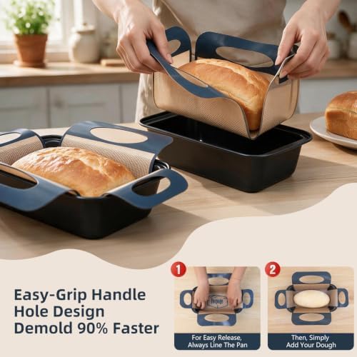 Loaf Pan with Liners Set: Nonstick 9 x 5 Inch Bread Pan for Homemade