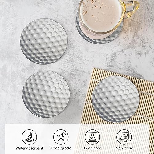 Golf Ball Golfing Sport Coasters for Drinks Set of 4, Absorbent