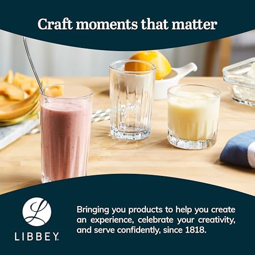 Libbey Brockton Tumbler, Juice and Glasses Drinking Set, Clear