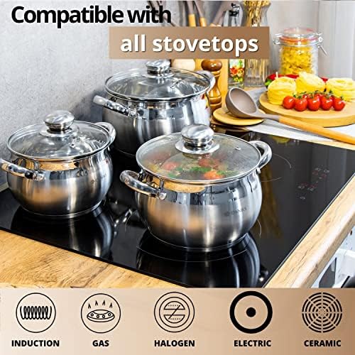 Daniks Classic 2 Quart Stainless Steel Stock Pot with Glass Lid