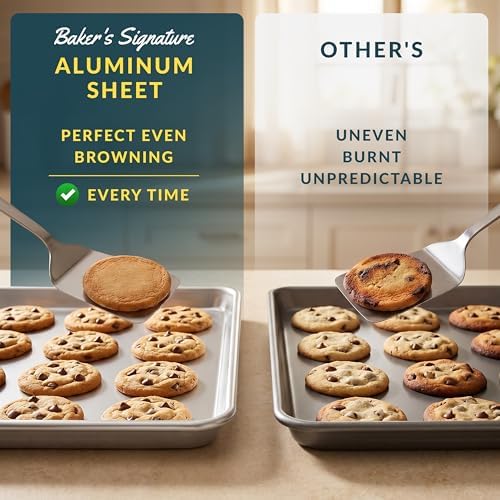 Aluminum Cookie Sheets for Baking Set of 2, 13x9" Quarter Sheet Pans