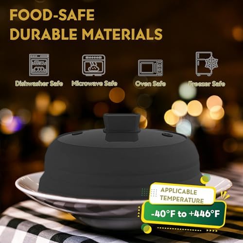 Collapsible Microwave Splatter Cover, Glass Silicone Foldable