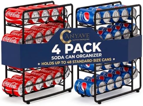 4-Pack Stackable Soda Can Organizer for Fridge,Auto-Rolling Drink