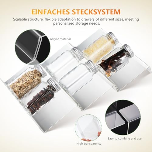 DOITOOL Expandable Spice Drawer Organizer 4 Piece Set Acrylic