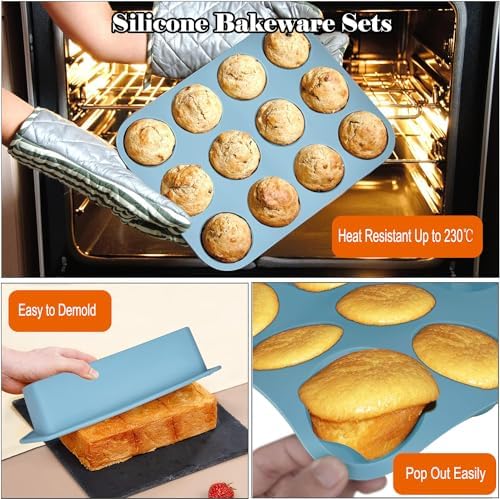 7in1 Silicone Bakeware Baking Set, Kitchen Bake Pans Molds Tray for