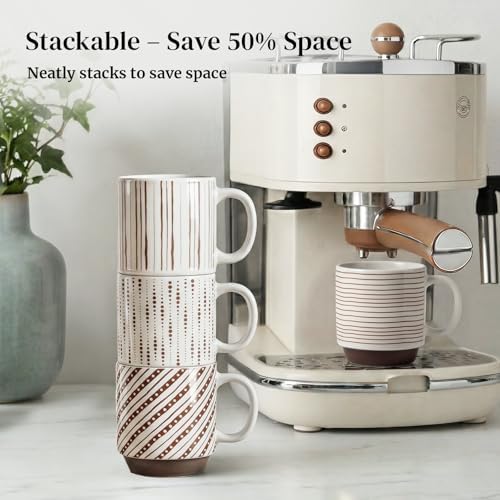DOWAN Stackable Coffee Mugs, 12 oz Ceramic Coffee Mug Set of 4, Coffee