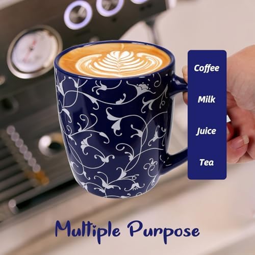18 OZ Coffee Mugs Set of 6, Geometric Porcelain Large Mug for Man