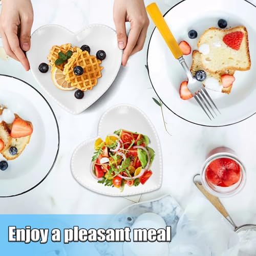 Ceramic Plates, 8 Pack Ceramic Dinner Plates Heart Dishes, Dessert