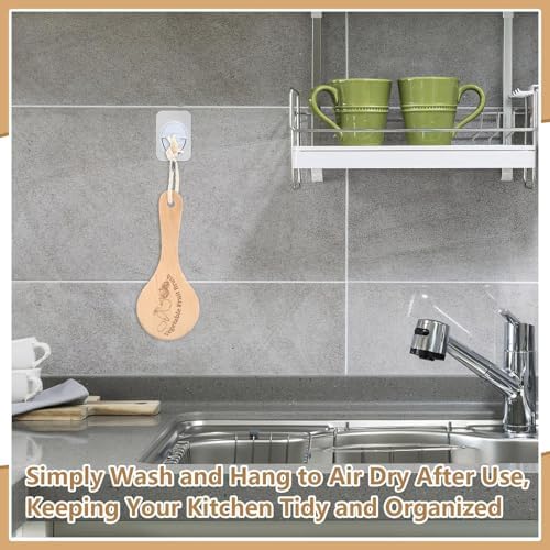 Vegetable Brush Set of 2, Natural Wooden Potato Scrubber for Cleaning