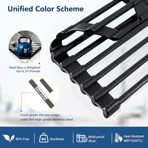 Credon Triangle Roll Up Dish Drying Rack, Black
