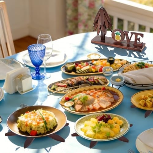Super Holiday 4 Pcs Trivets for Hot Dishes, Wooden Tree Trivet Stand