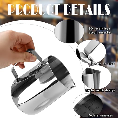 6 Pack Milk Frothing Pitcher Stainless Steel 20 oz Espresso Steaming
