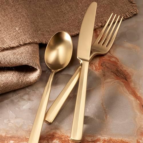 Oneida Ryder Champagne Satin 20-Piece Silverware Set for 4, Flatware