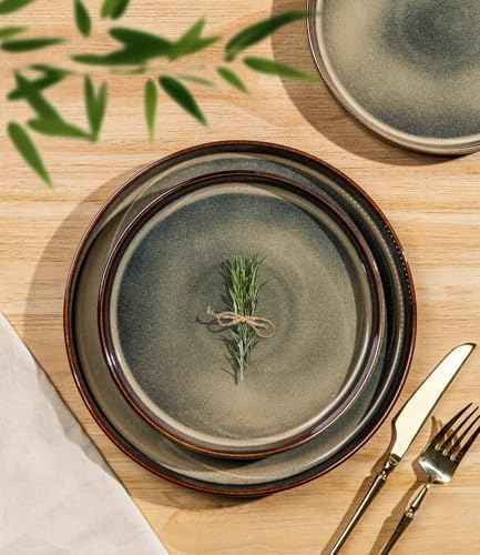 TheTerra Ceramic Dinnerware Set for 8, 24-Piece Plates and Bowls Set