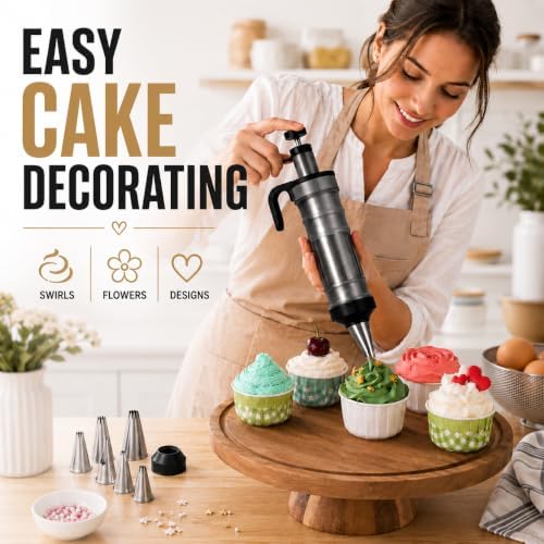 Black Cake Decorating Syringe Set - Reusable Icing Syringe with Tips