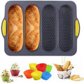MUJUZE Silicone Sub Roll Baking Pan,Bread Loaf Pan,Sub Roll Mold With